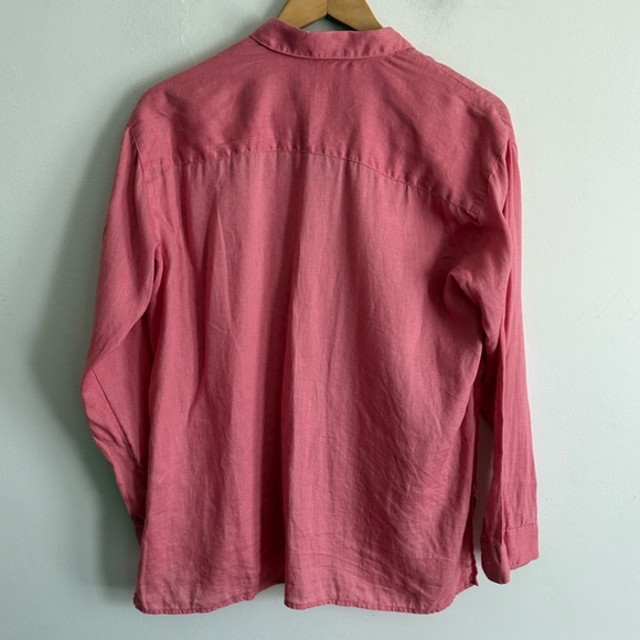 J.Jill Pink Coral Linen Button Down Loose Shirt - Picture 4 of 6